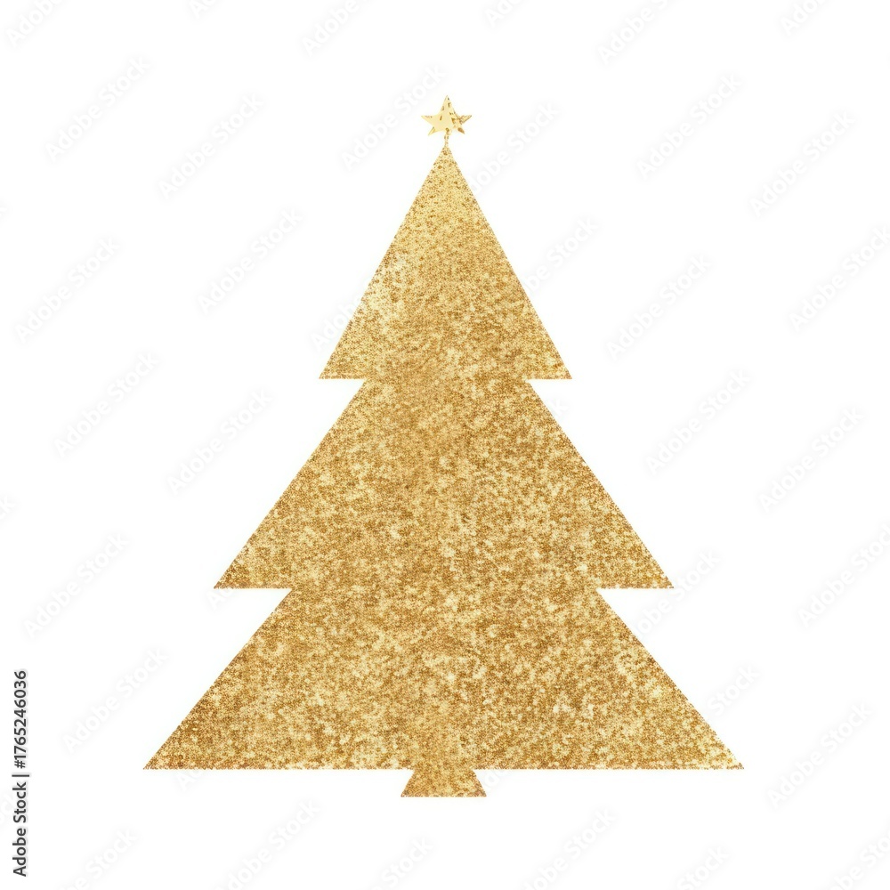 Fototapeta premium Gold christmas tree icon glitter symbol shape.