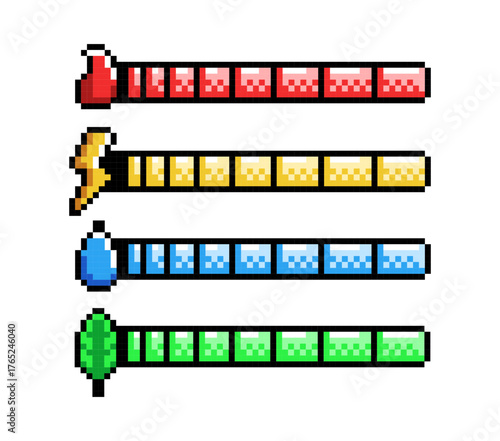 Pixel Art Game UI Bars Health  Energy  Mana  and Stamina Indicators