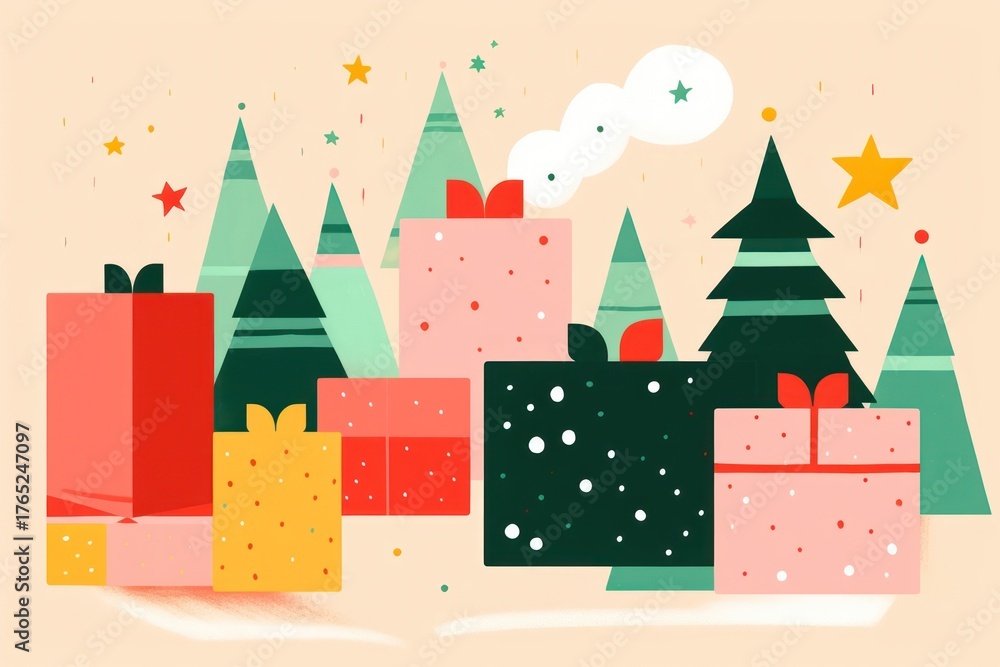 Fototapeta premium Cute backgrounds christmas tree.