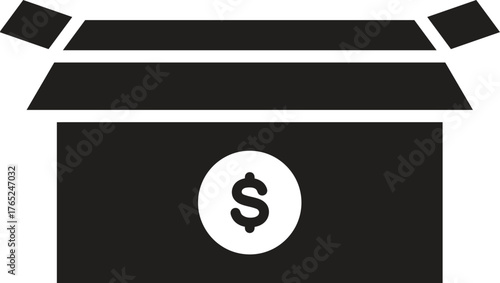 Box line icons. Empty open shipping box or unboxing line art. Carton boxes icon set. Stock vector. 