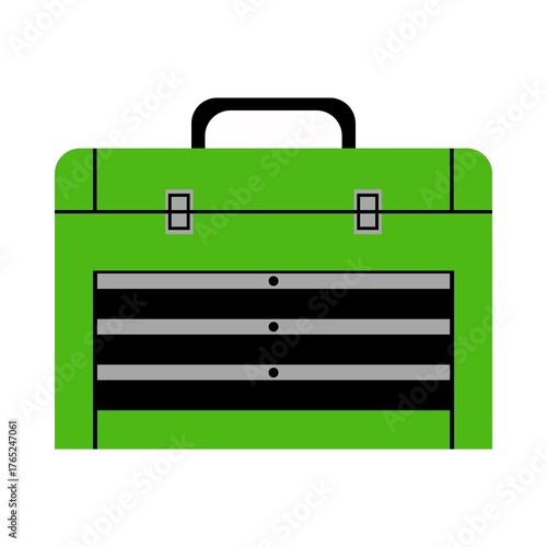 green toolbox icon illustrating handyman work, construction site equipment and diy projects