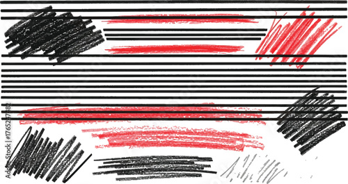 Vector set of grungy graphic elements. Street art texture hand drawn pencil underlines and strikethrough, scribble emphasis lines, crazy hatches, ovals and crosses.