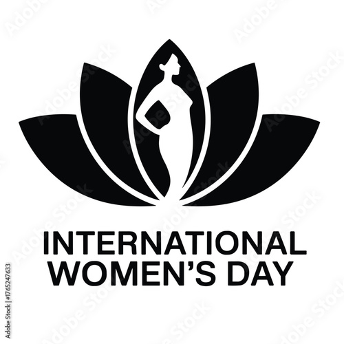 International Women's Day confident woman silhouette in a lotus flower pose poised