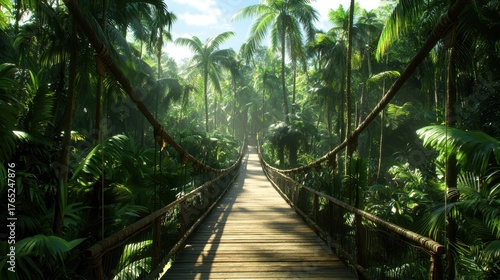 Lush Tropical Jungle Pathway Surrounded by Vibrant Greenery