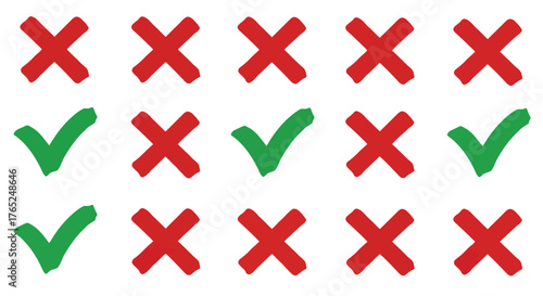 Red crosses and green checkmarks in a grid silhouette