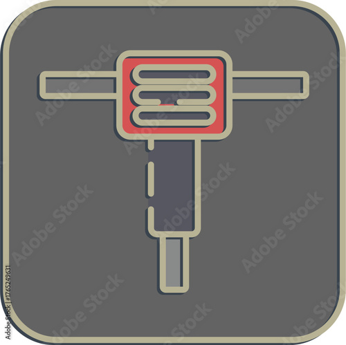 Icon breaker machine. Gold mining elements. Icon in embossed style.