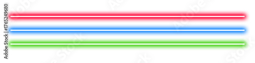 Red, green, blue neon lights straight line isolated on transparent background. glowing sparkle effect. bright laser stripe for design and decoration. electric energy element