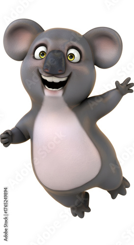 Happy 3D Cartoon Koala Character Dancing Excitedly