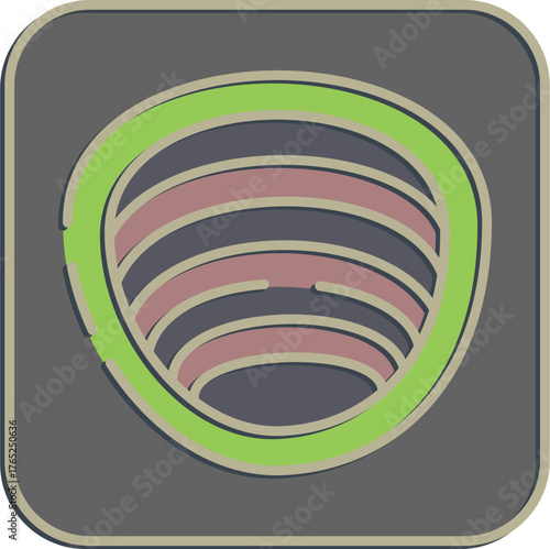 Icon quarry. Gold mining elements. Icon in embossed style.