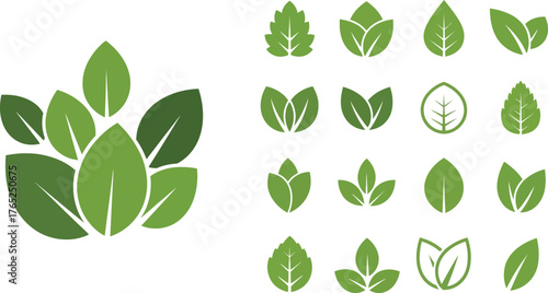 Leaf icons set ecology nature element, green leafs, environment and nature eco sign. Leaves on white background