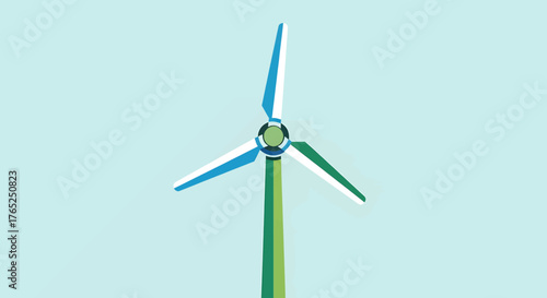 Illustration of a wind turbine generating clean energy, promoting sustainability and renewable resources.