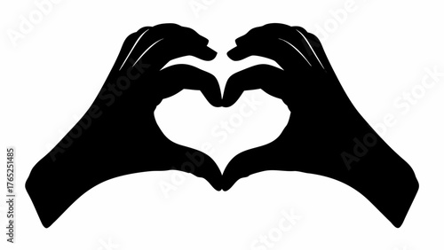 Create a symbol of love and connection with this elegant heart-shaped hand gesture silhouette