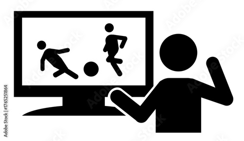	テレビでスポーツ観戦を楽しみ興奮する人