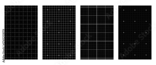 Blueprint black graph. Empty grid with lines and dotted. Used for notes graph documents business and education. Set of Vector Illustrations.