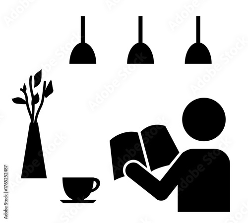 カフェで読書やテレワークする人