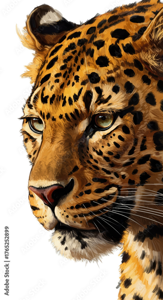 Naklejka premium Leopard Face Realistic Illustration Warm Tones Soft Light