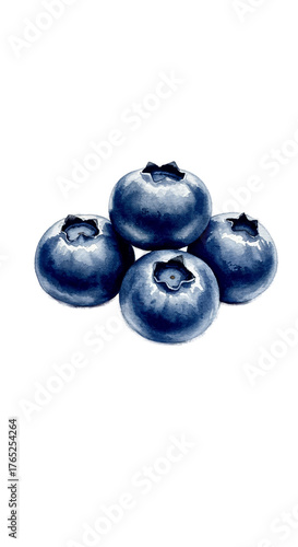 Group of Blueberries on a Subtle Blue Background Isolated