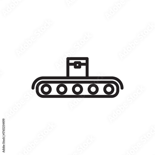 Conveyor belt icon symbolizing automated material movement, representing modern factory production lines, industrial logistics systems, and specialized transport equipment and warehouse flow.