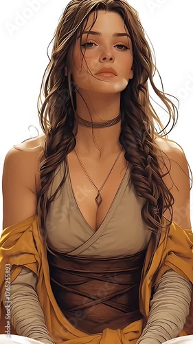 Fantasy Portrait of a Strong Woman in Medieval-Inspired Outfit.