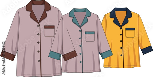 Cozy Pajama Shirts Collection for Relaxation & Comfort at Home: Soft, Casual Sleepwear in Pastel & Bright Colors for Nighttime, Loungewear & Fashion Illustrations for Apparel Design (Sleep, Rest, Even