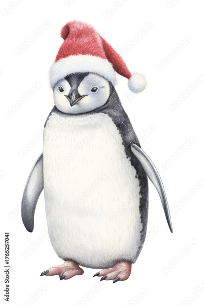 Fototapeta premium Christmas penguin drawing animal bird.