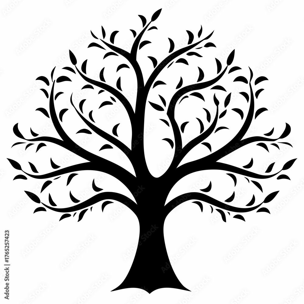 Obraz premium Tamarind tree silhouette on white background