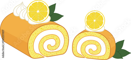 Delicious Lemon Swiss Roll Cake Dessert Ready to Serve, A Vibrant Yellow Citrus Treat for Sweet Indulgence and Afternoon Tea, Perfect for Bakery Promotions, Food Blogs, and Creative Recipe Presentatio