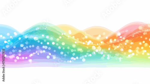 Onda de colores vibrantes y brillantes con destellos luminosos sobre fondo blanco
