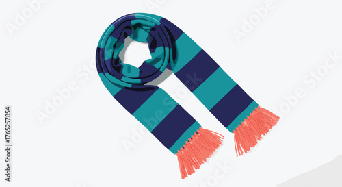 Striped Knit Scarf Displayed on White Backdrop for Winter Fashion Layout, Soft Woolen Fabric Posing for Clothing Accessory Presentation, Stylish Apparel Design, Colorful Stripes, Knitwear Pattern, Cre