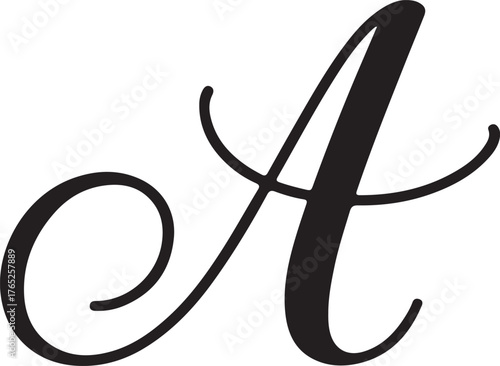 Elegant calligraphy letter a beautiful script font character monogram initial uppercase alphabet design element transparent background