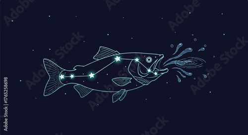 Aquatic Star Map Fish Constellation Galaxy Splash