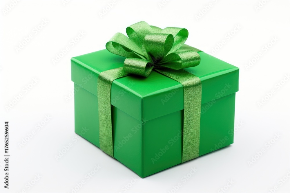 Obraz premium Gift box green white background anniversary.