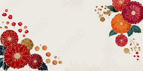 Elegante vector con motivos florales en tonos cálidos, ideal para fondos de pantalla, tarjetas de felicitación y diseños de temporada.