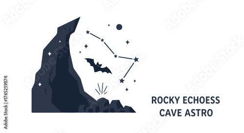 Cosmic Bat Cave Exploration Under the Constellation Night Sky