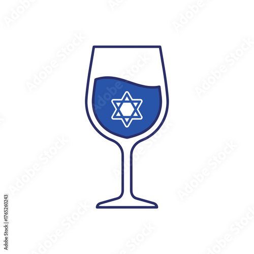 Glass of wine with Star of David symbol inside  