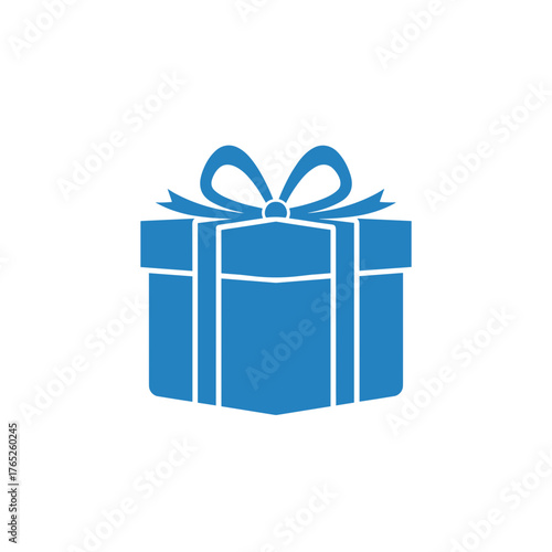 Blue gift box with ribbon on white background  