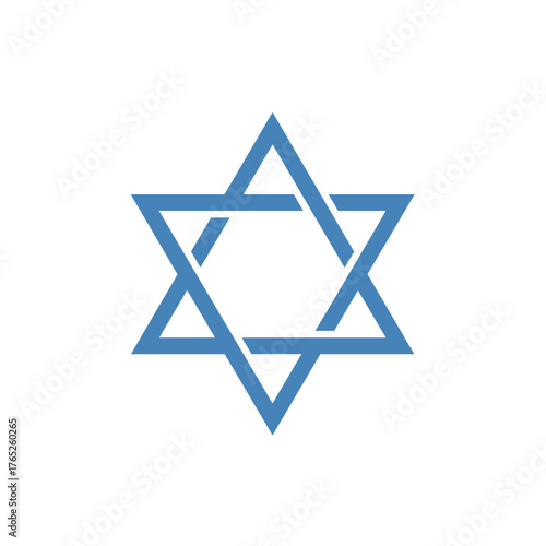 Blue Star of David symbol in minimalist design  