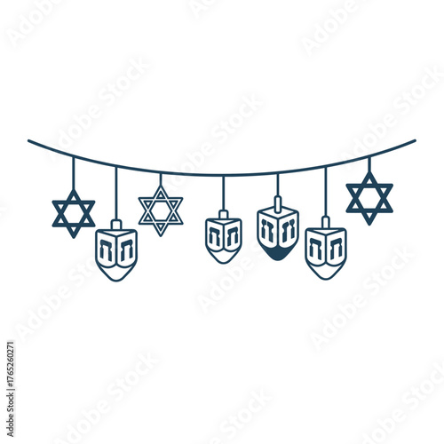 Dreidel and Star of David decorations for Hanukkah celebration  