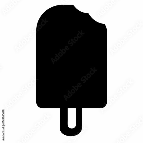 Black silhouette of a popsicle with a bite taken out of it