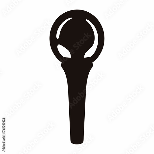 Abstract Black Orb Staff, Unique and Geometric Design on Plain Background