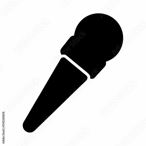 Simple black microphone icon on white background for graphic design projects