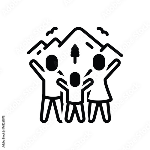 Black solid icon for family adventures