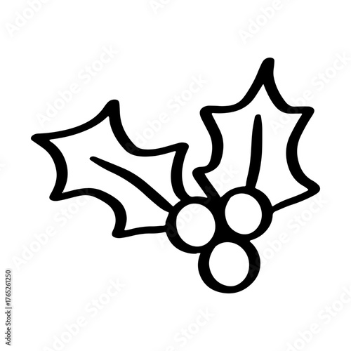 Leaves of mistletoe with berries. Christmas holly vector