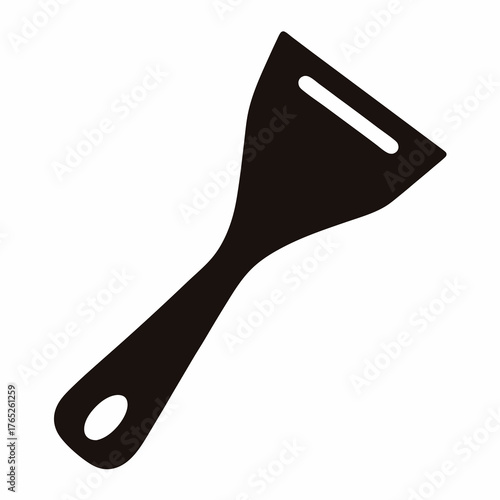 Black silhouette of a kitchen spatula with a hole in handle