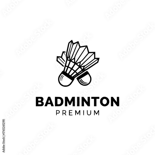 Premium Badminton Logo Design Stylized Shuttlecock Icon Vector Template SVG