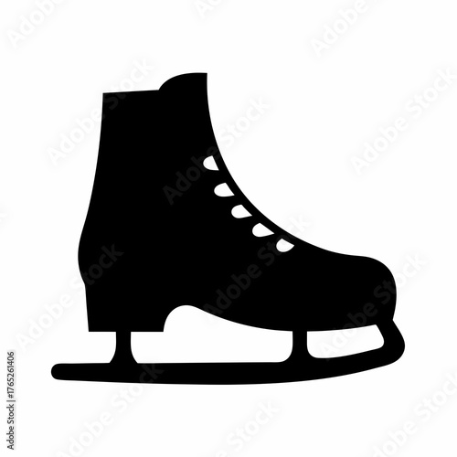 Black and white silhouette of an ice skate for winter sports