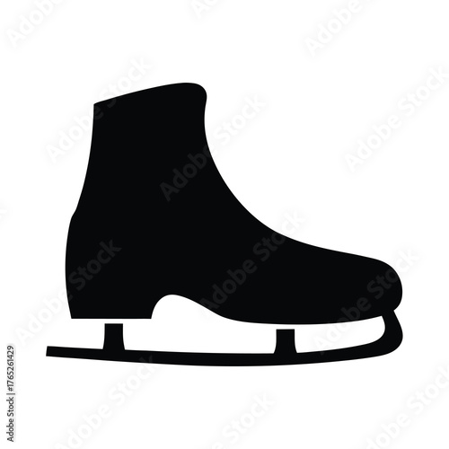 Isolated black ice skate illustration for winter sports and activities design