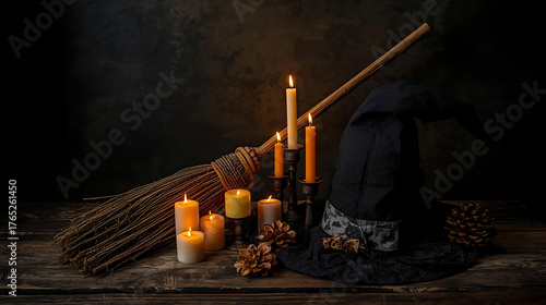 “Witch Hat and Broom Still Life”