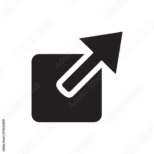External link silhouette icon vector flat illustration on white background.
