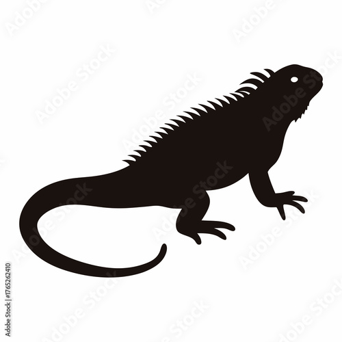 Black silhouette of a reptile, possibly an iguana or similar lizard